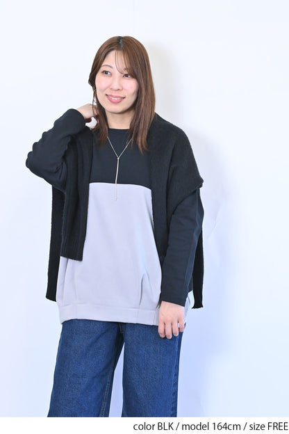 バイカラー裾タックチュニック