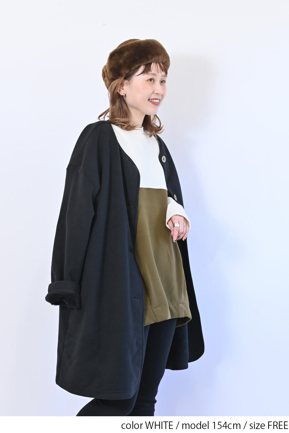 バイカラー裾タックチュニック
