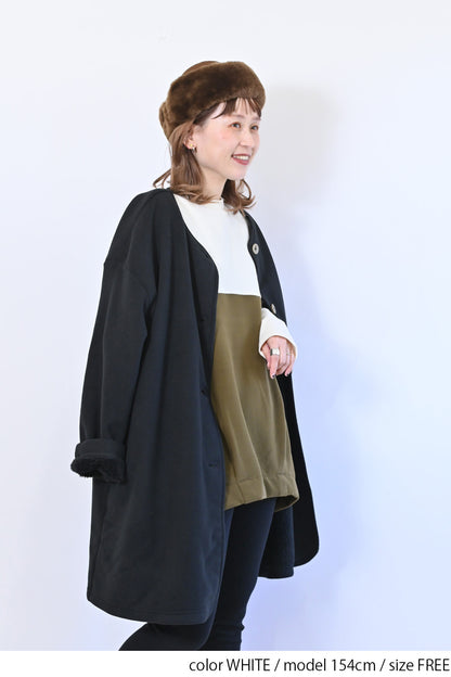 バイカラー裾タックチュニック