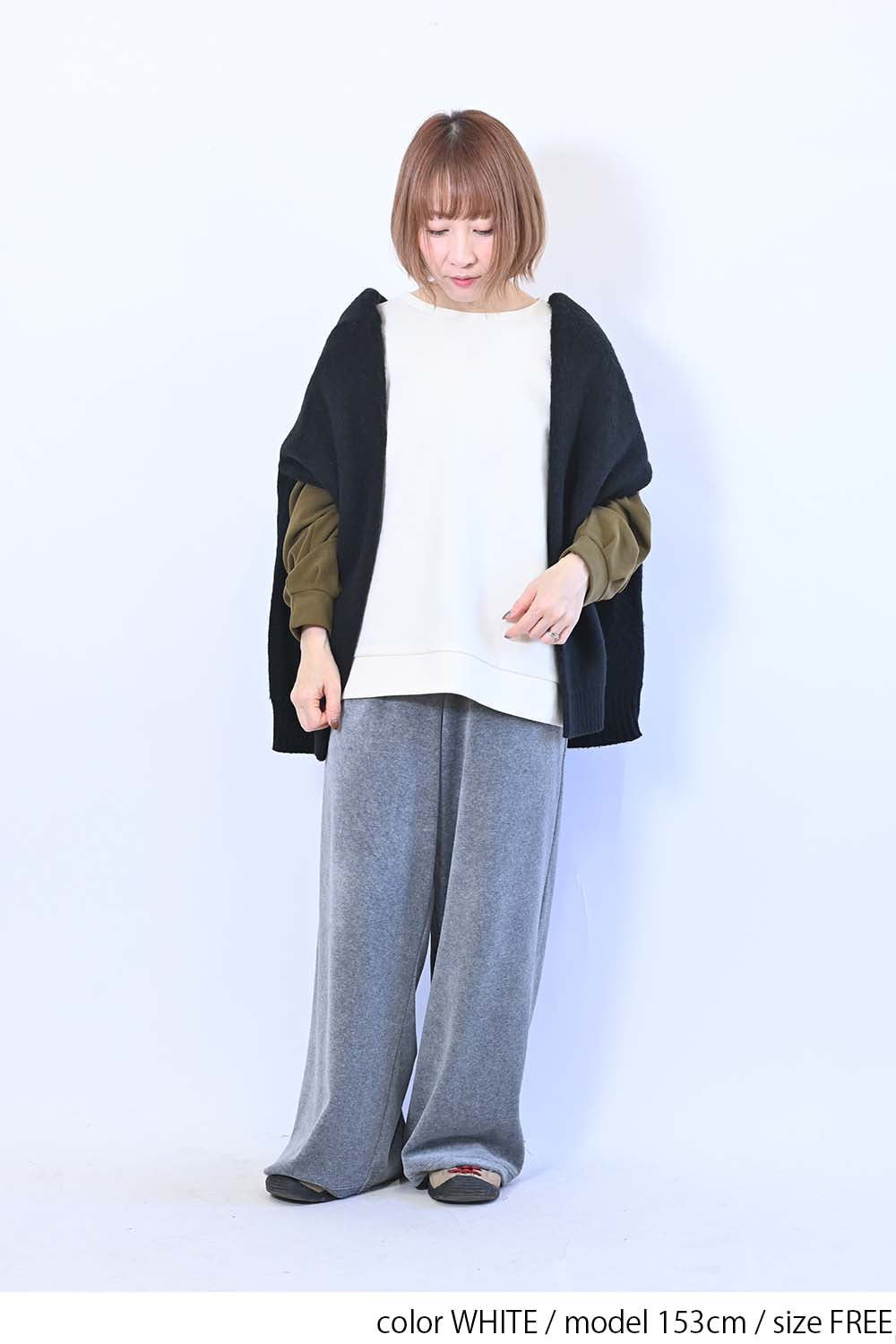 ≪SALE≫Tuck Sleeve Bicolor Pullover