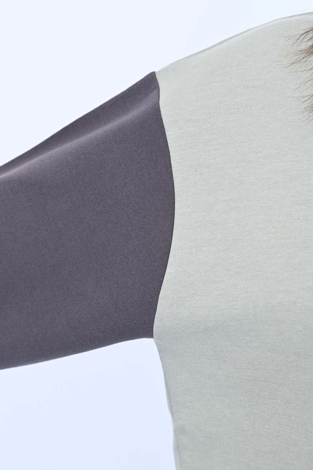 ≪SALE≫Tuck Sleeve Bicolor Pullover