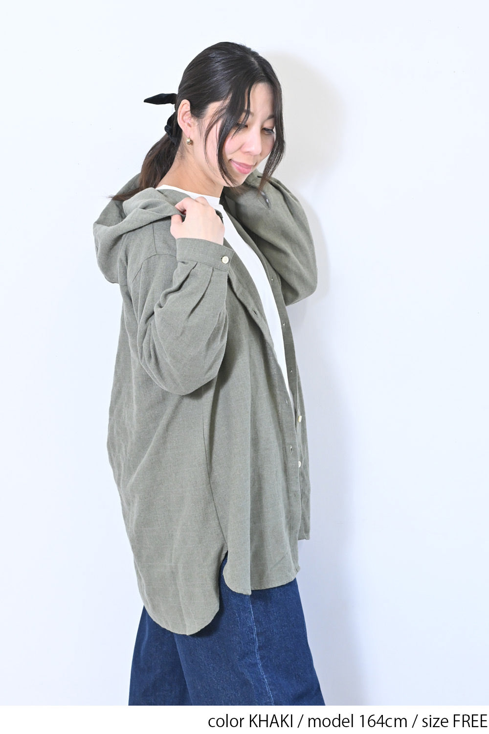 フード付きシャツチュニック