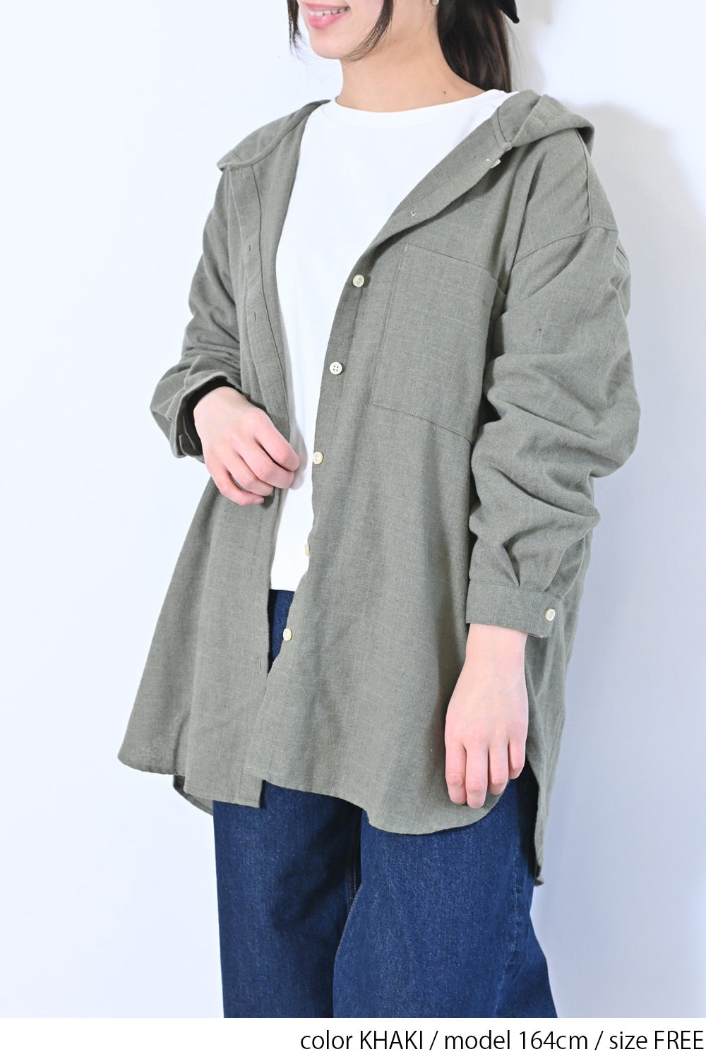 フード付きシャツチュニック