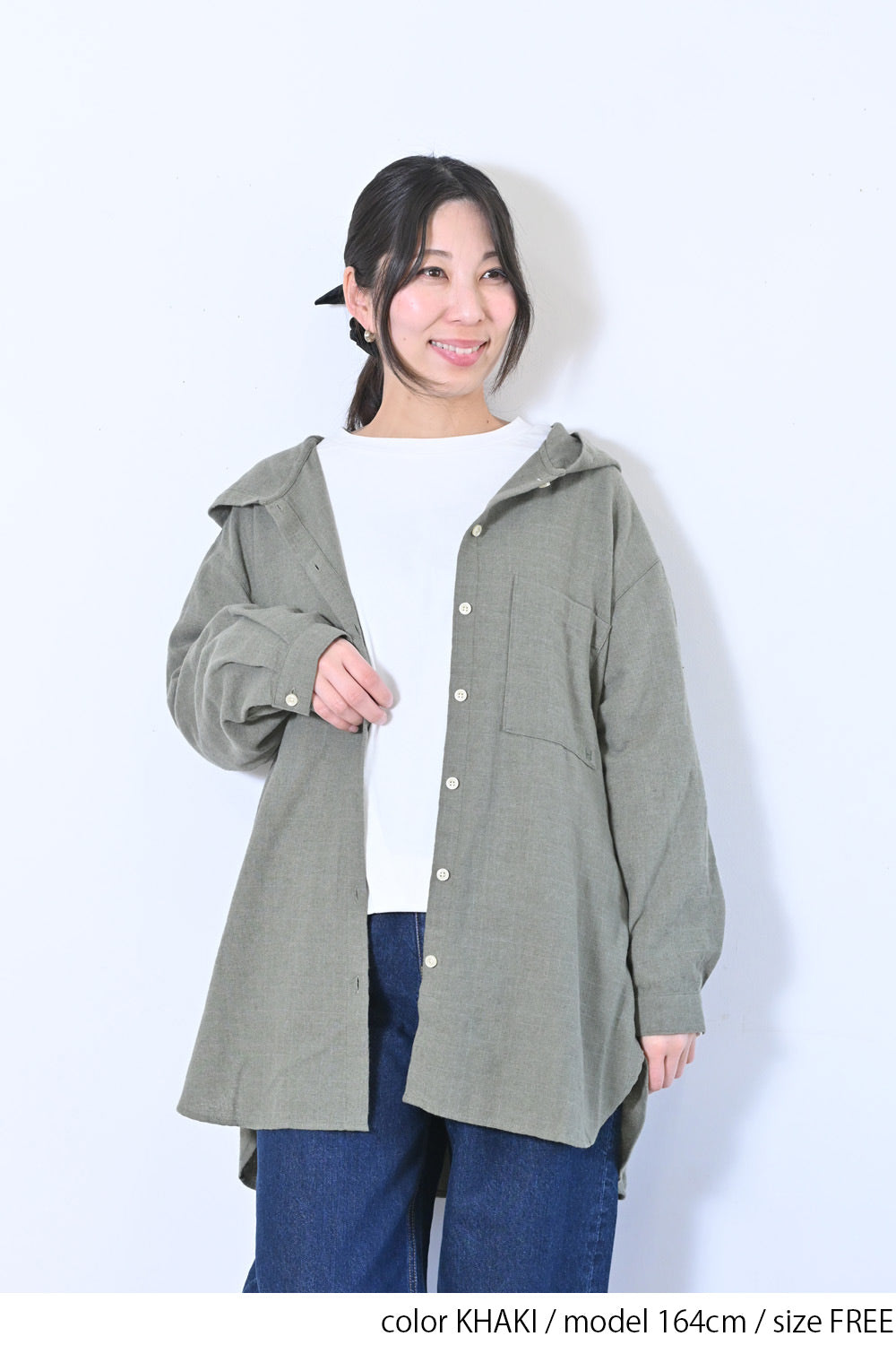 フード付きシャツチュニック