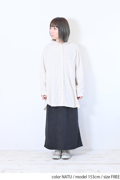 フード付きシャツチュニック