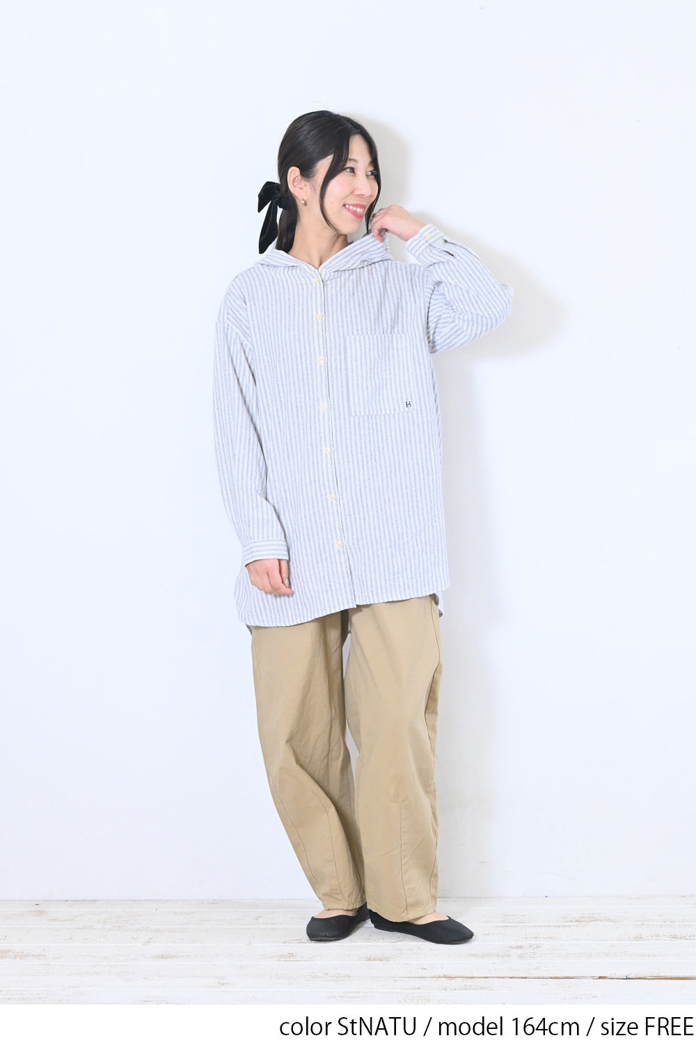 フード付きシャツチュニック