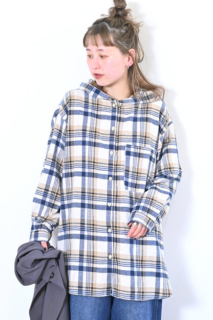 フード付きシャツチュニック