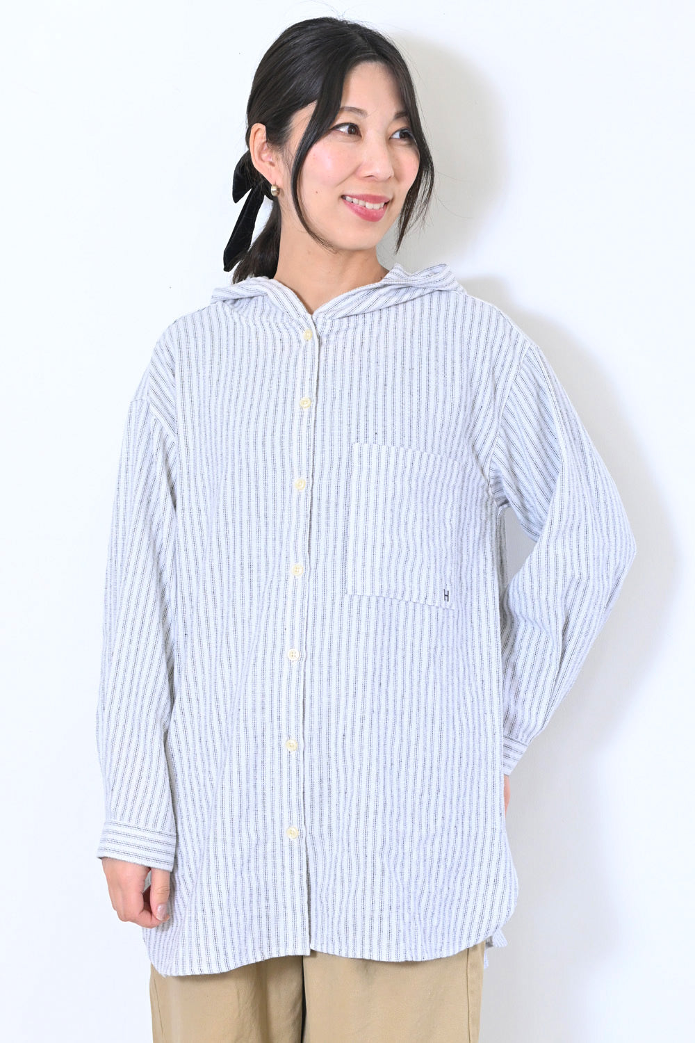 フード付きシャツチュニック
