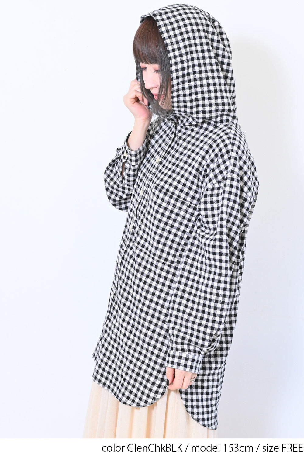 フード付きシャツチュニック