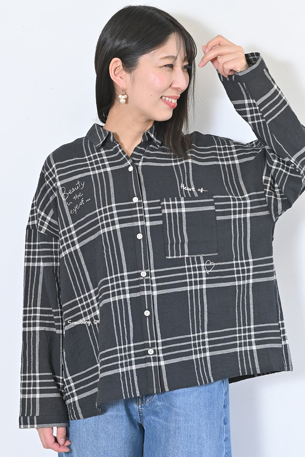 2buy10％OFF 3buy15％OFF開催中／≪SALE≫メッセージ刺繍シャツ