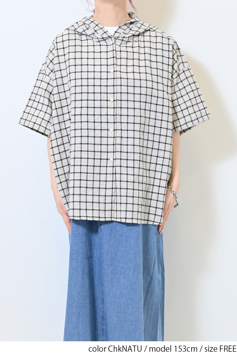 麻混ぽこぽこフードシャツ