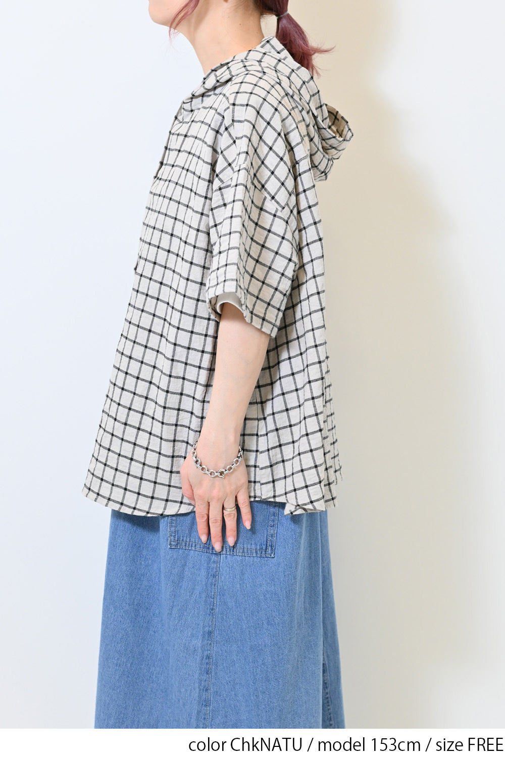麻混ぽこぽこフードシャツ