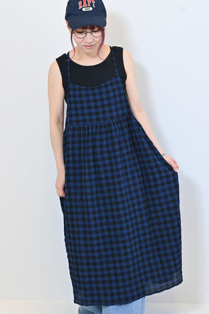 ≪SALE≫CHECK Gathered Cami Dress