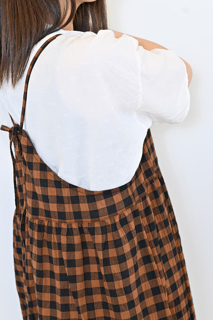 ≪SALE≫CHECK Gathered Cami Dress