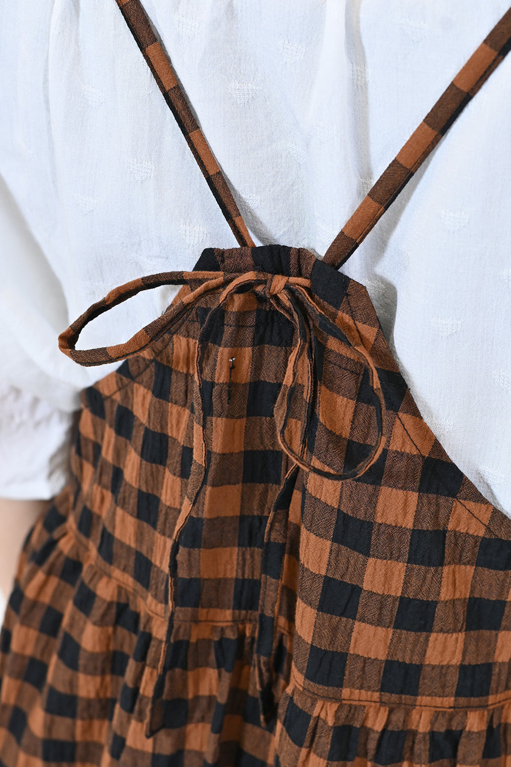 ≪SALE≫CHECK Gathered Cami Dress