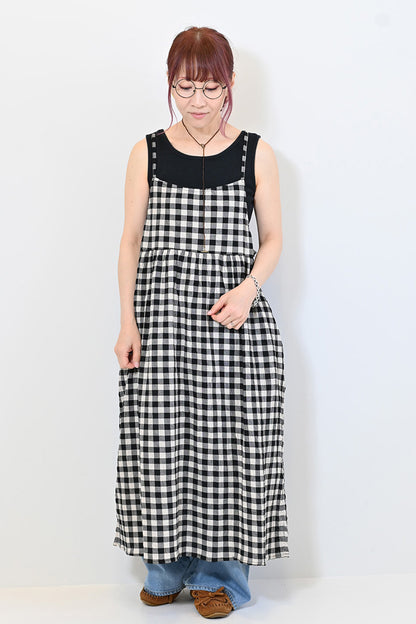 ≪SALE≫CHECK Gathered Cami Dress