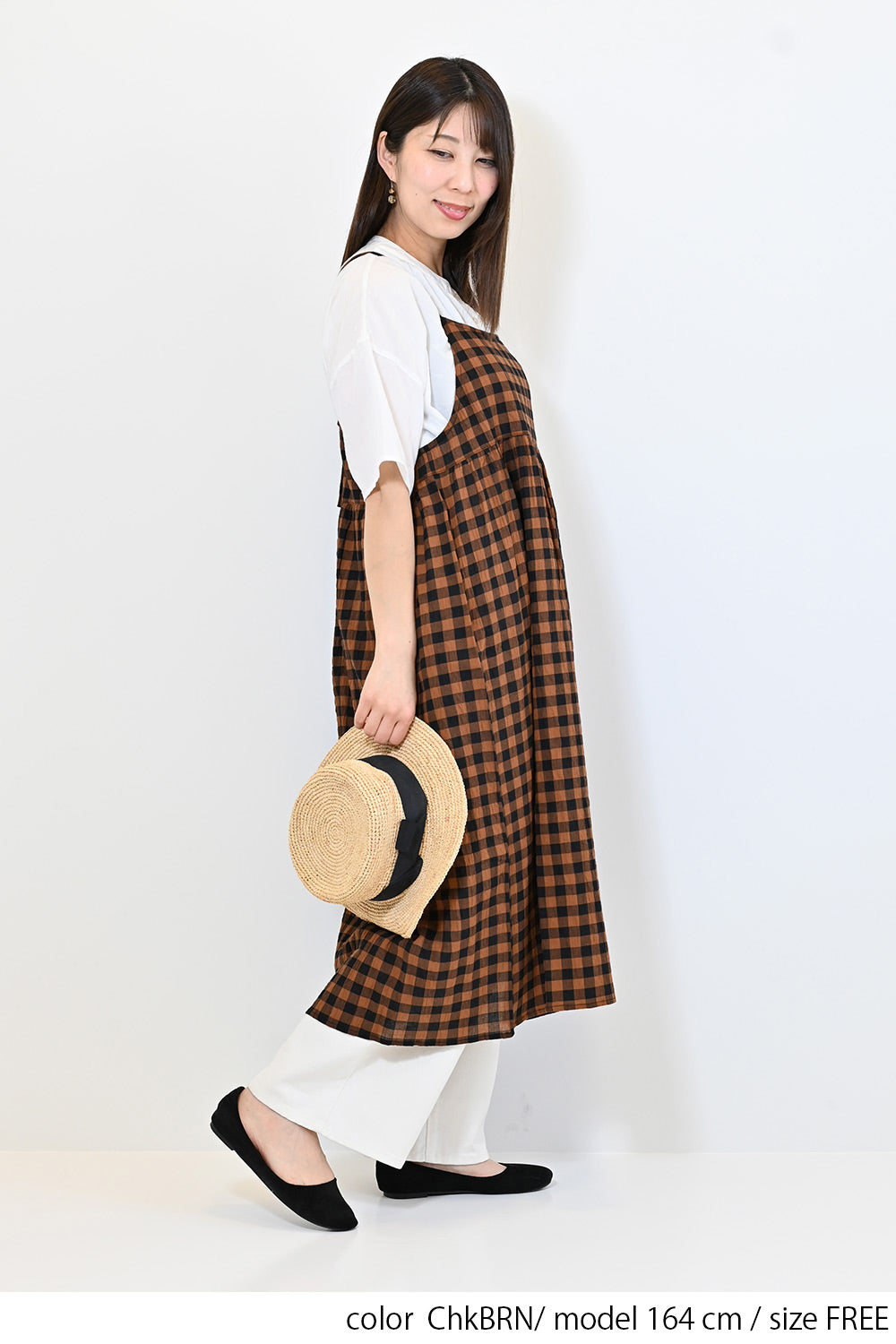 ≪SALE≫CHECK Gathered Cami Dress