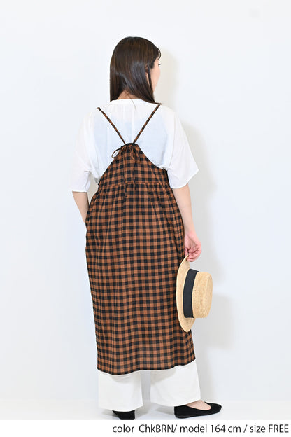 ≪SALE≫CHECK Gathered Cami Dress