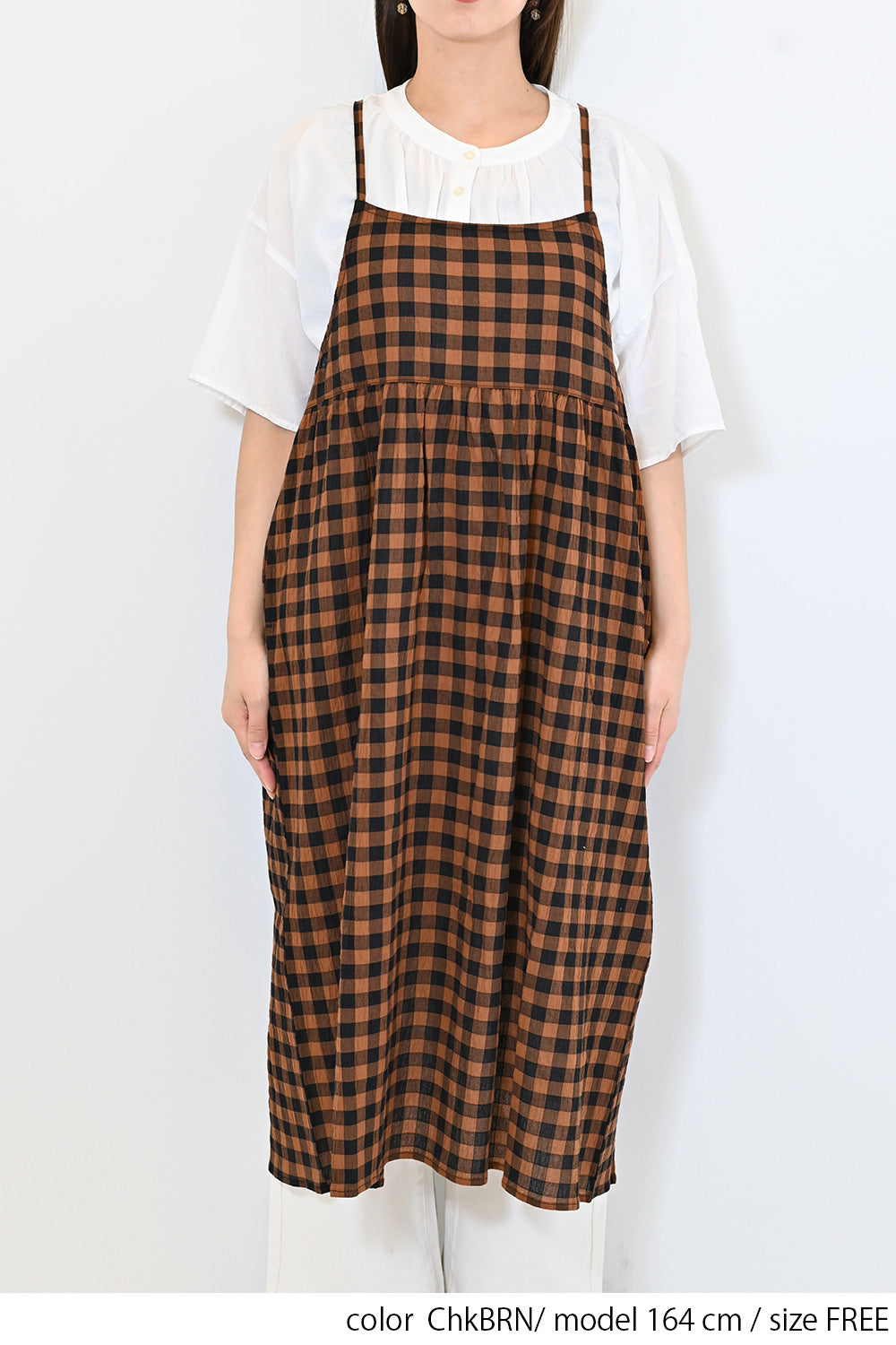≪SALE≫CHECK Gathered Cami Dress
