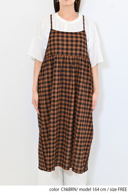 ≪SALE≫CHECK Gathered Cami Dress