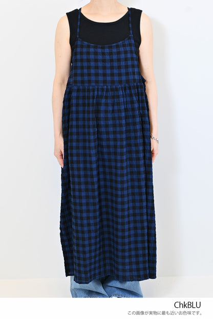 ≪SALE≫CHECK Gathered Cami Dress
