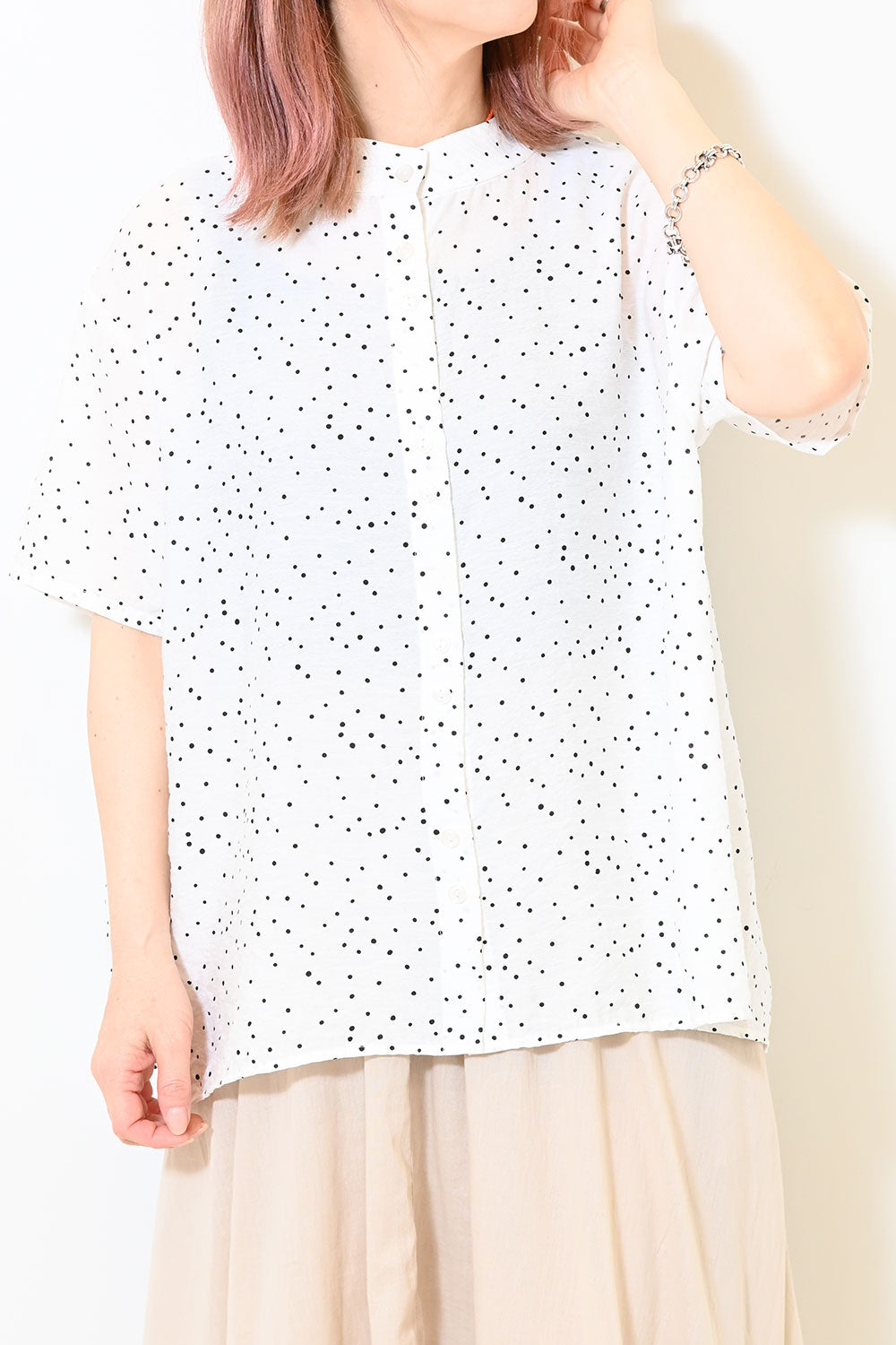≪SALE≫ドット無地チビハイネックブラウス – HEART MARKET