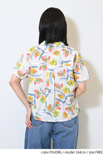 水彩花開襟シャツ