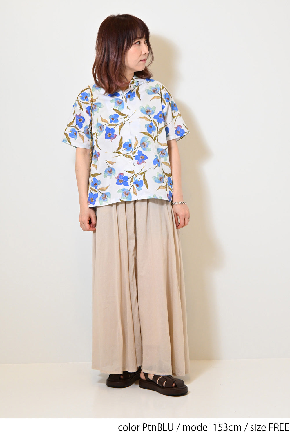 水彩花開襟シャツ