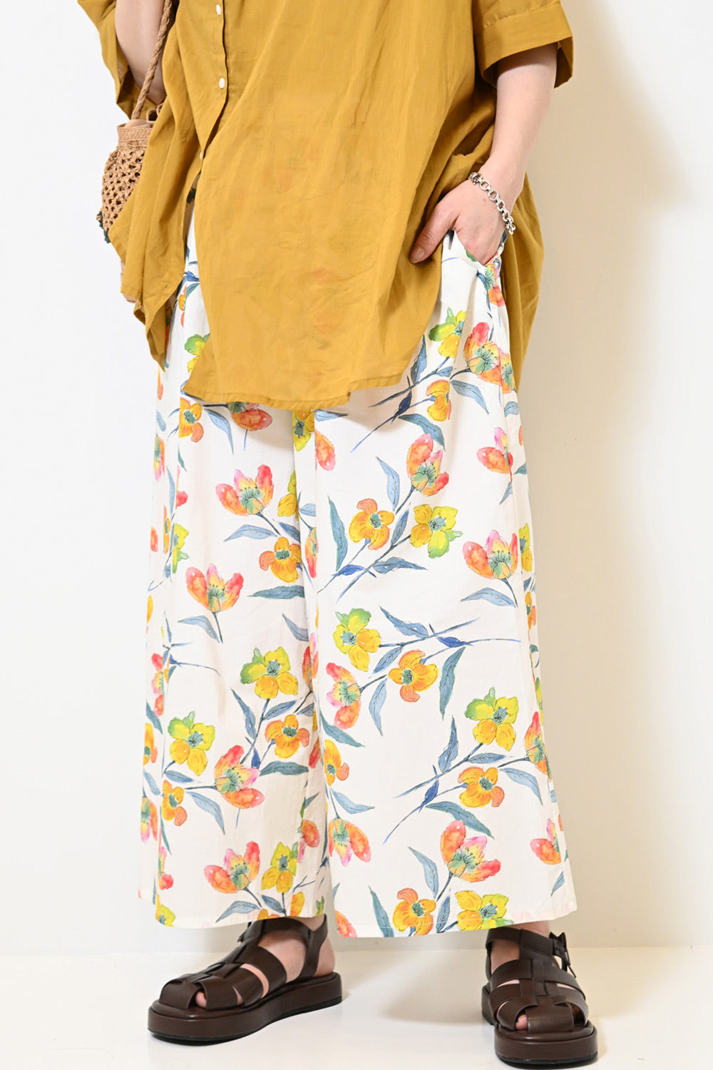 ≪SALE≫ Watercolor Floral Gaucho Pants