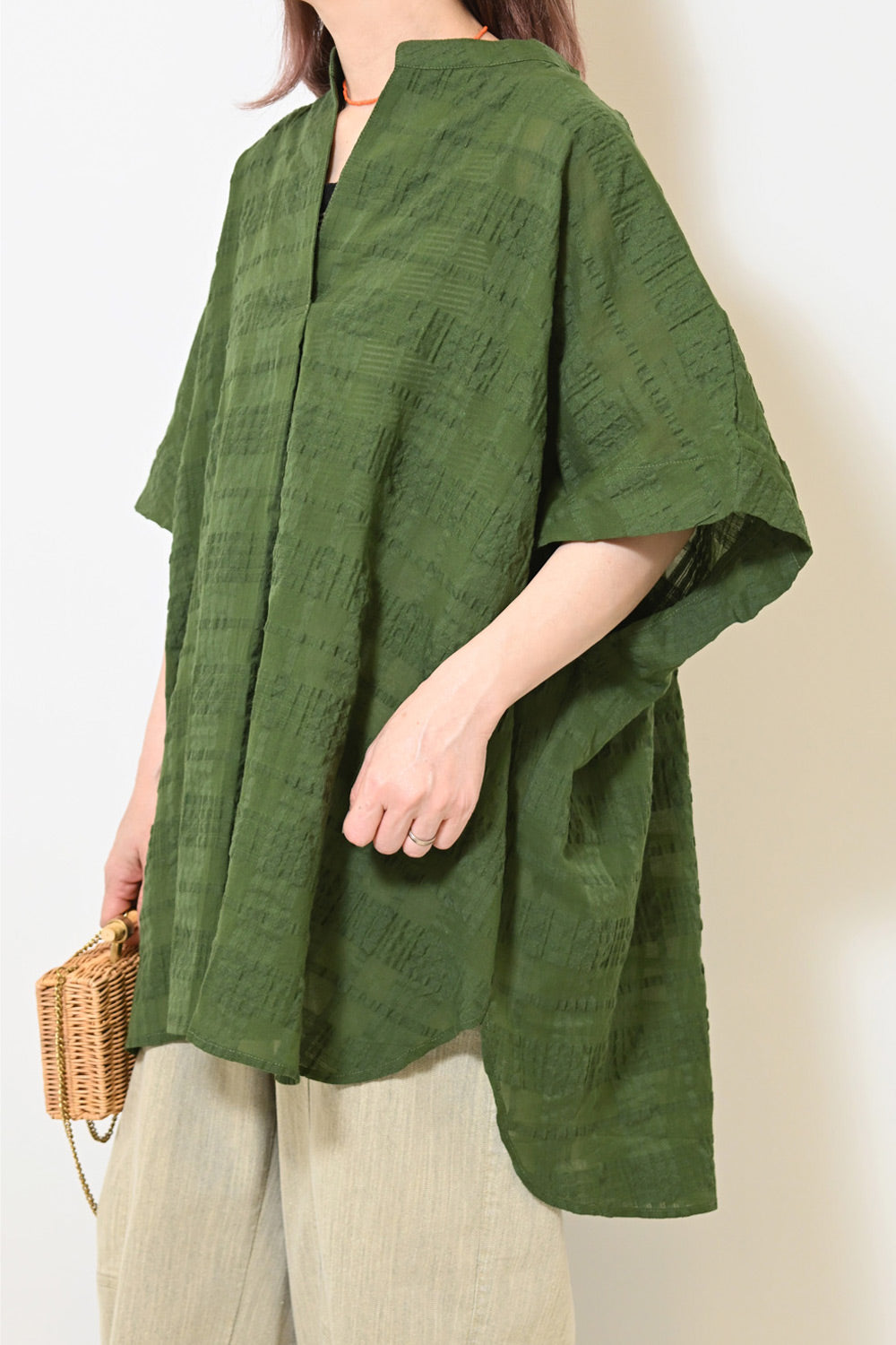 ≪SALE≫Sheer Check Skipper Tunic