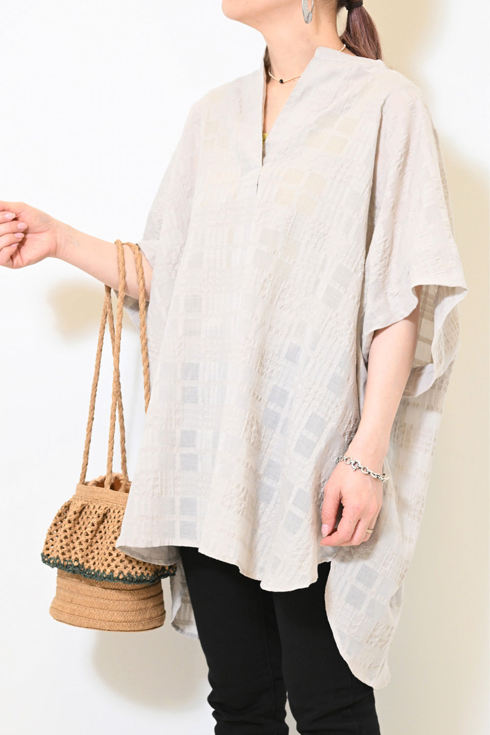 ≪SALE≫Sheer Check Skipper Tunic