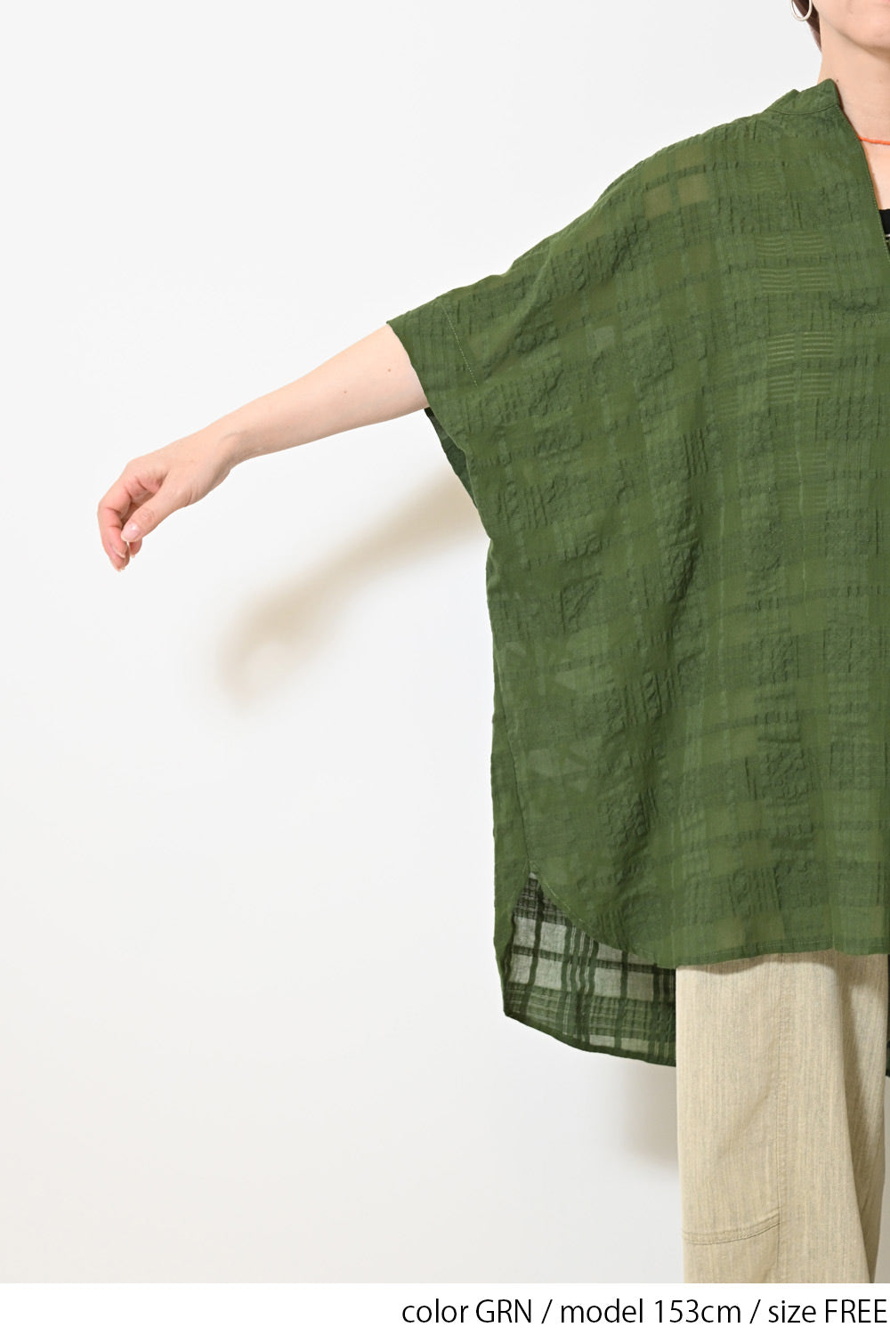 ≪SALE≫Sheer Check Skipper Tunic