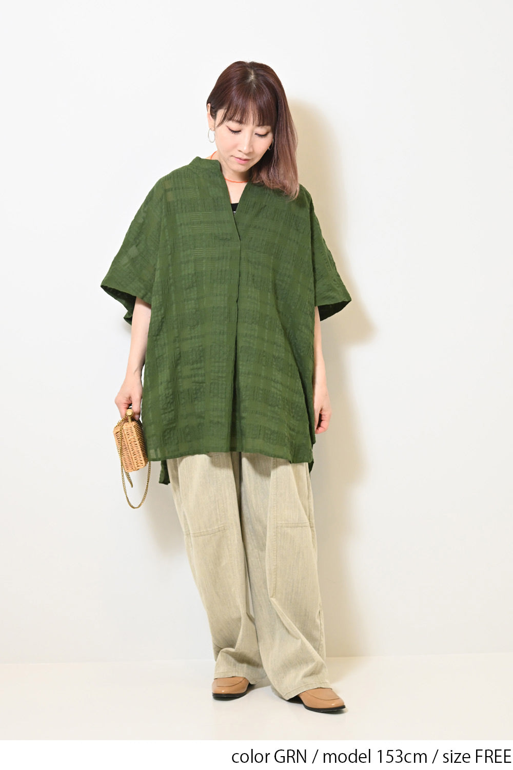 ≪SALE≫Sheer Check Skipper Tunic