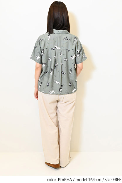 イヌ図鑑総柄シャツ