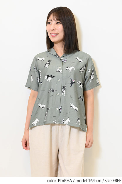 イヌ図鑑総柄シャツ