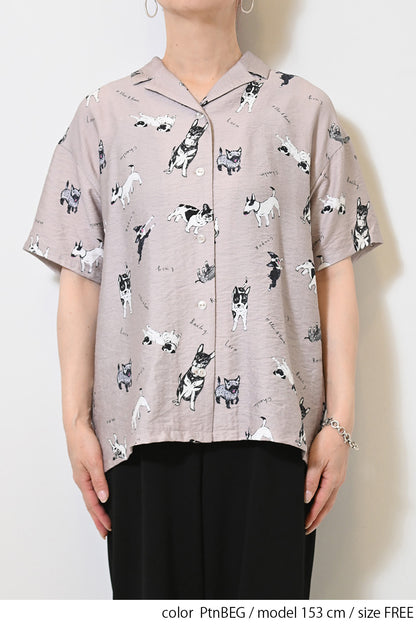 イヌ図鑑総柄シャツ