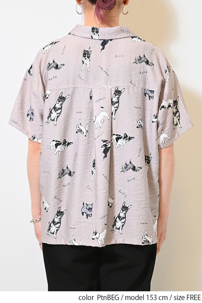 イヌ図鑑総柄シャツ