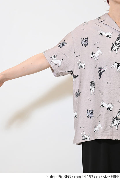 イヌ図鑑総柄シャツ