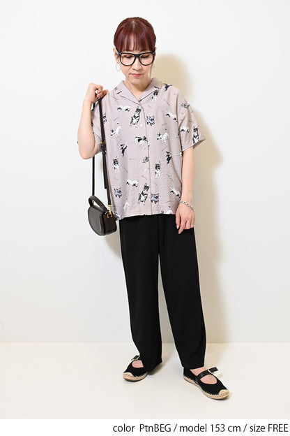 イヌ図鑑総柄シャツ