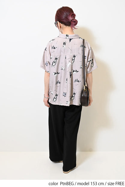 イヌ図鑑総柄シャツ