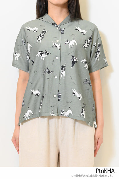 イヌ図鑑総柄シャツ