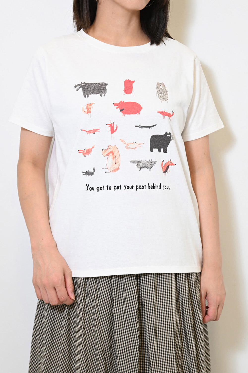 きつねとくまプリントTEE