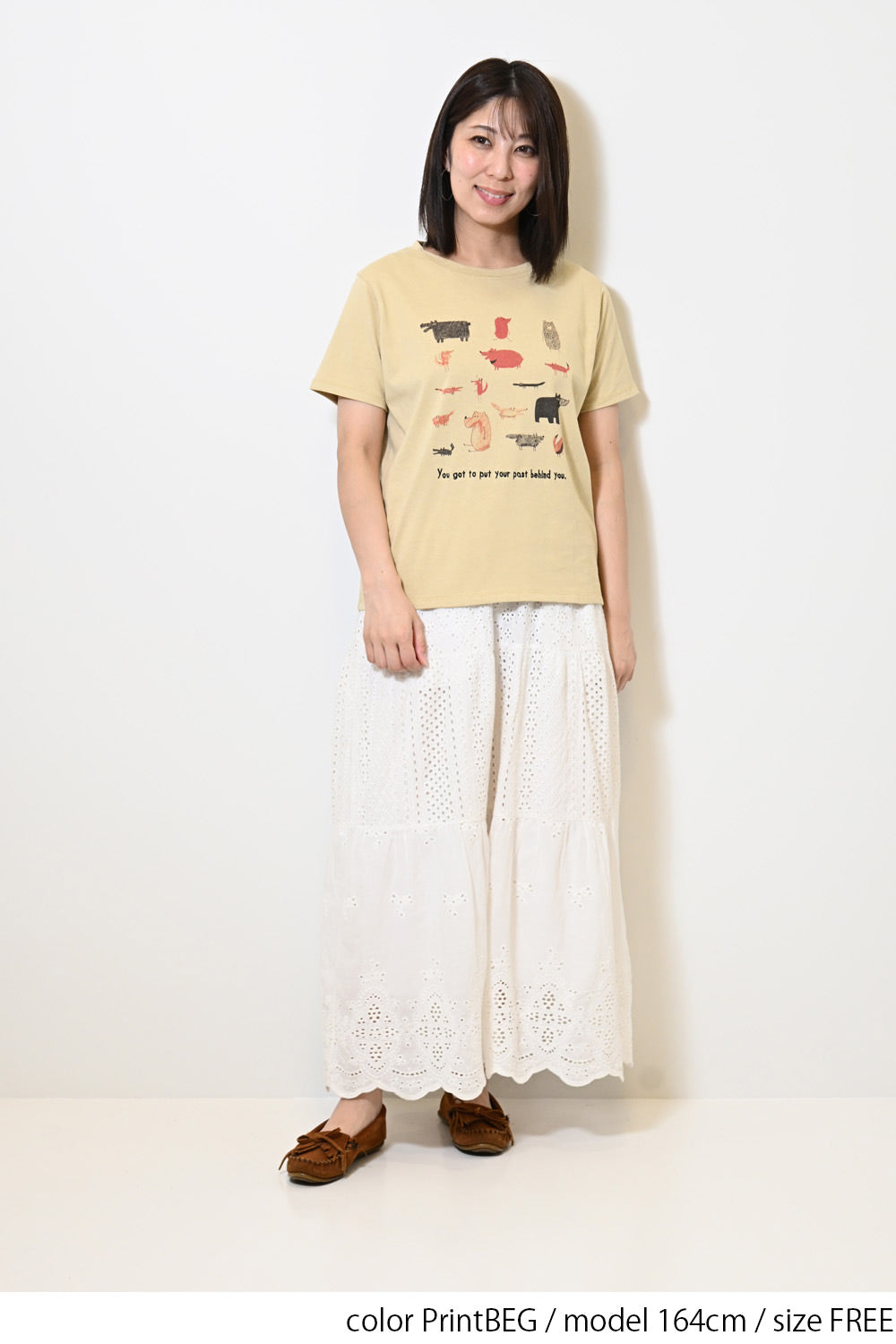 きつねとくまプリントTEE