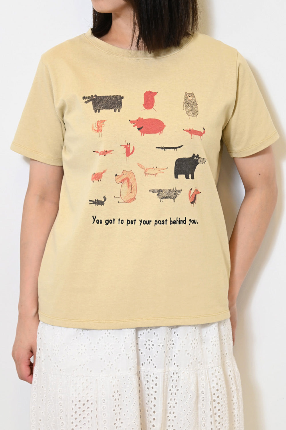 きつねとくまプリントTEE