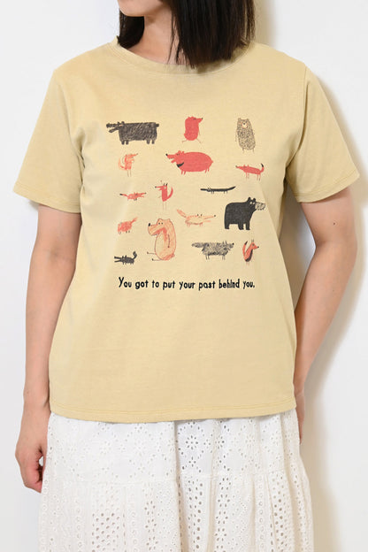 きつねとくまプリントTEE