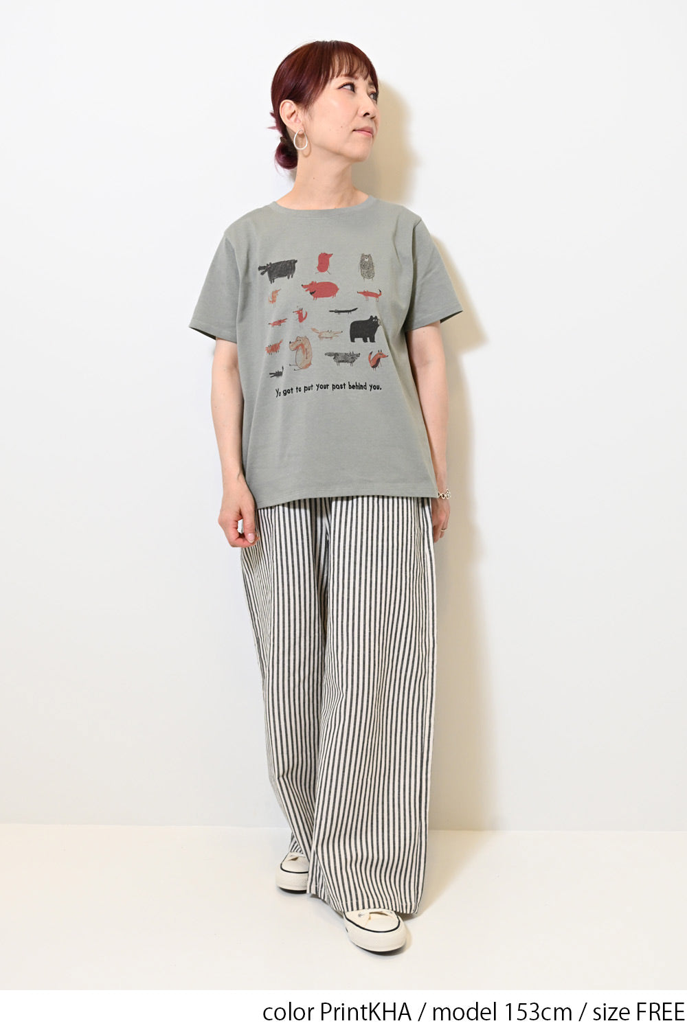 きつねとくまプリントTEE