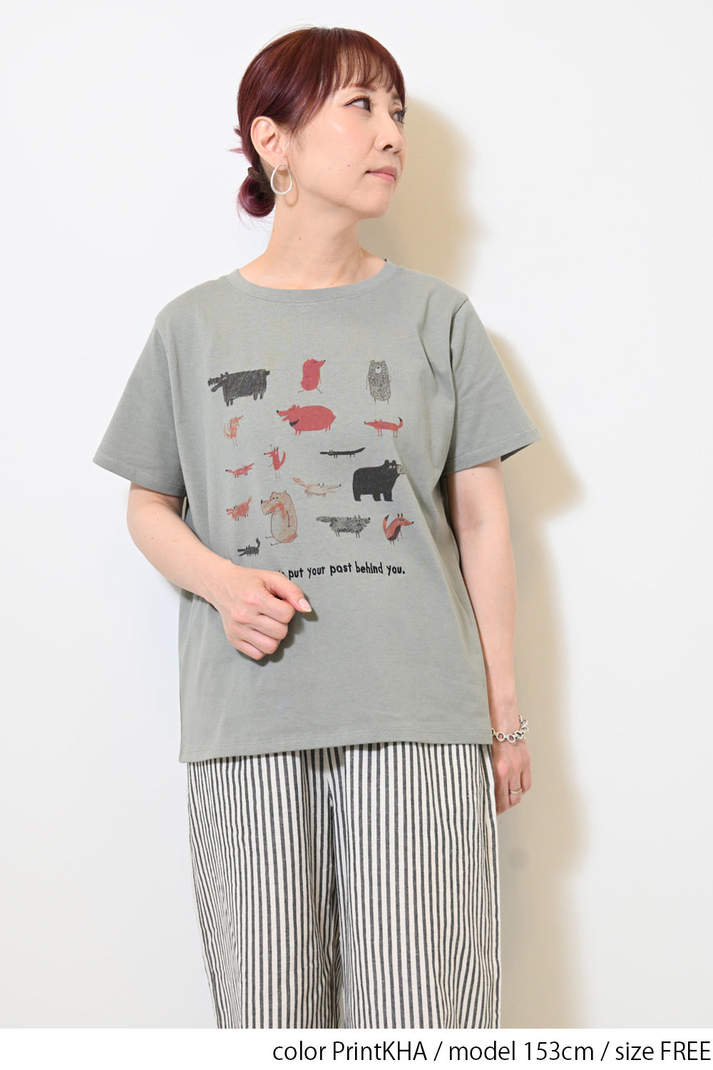 きつねとくまプリントTEE