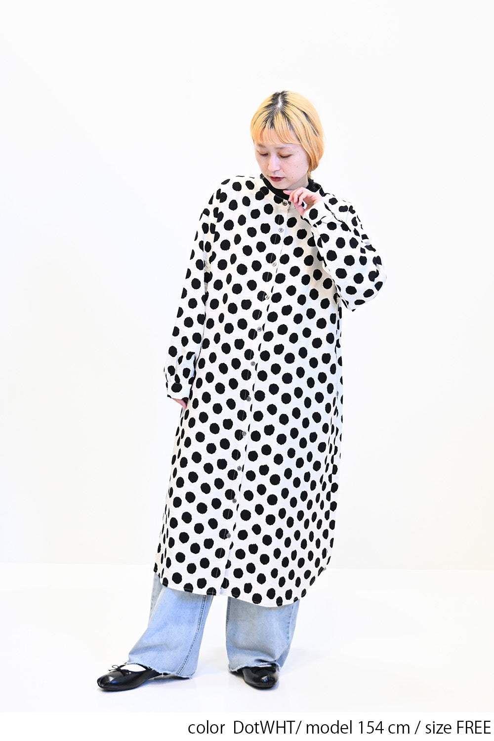 ≪SALE≫ドットプリントノーカラーワンピース – HEART MARKET