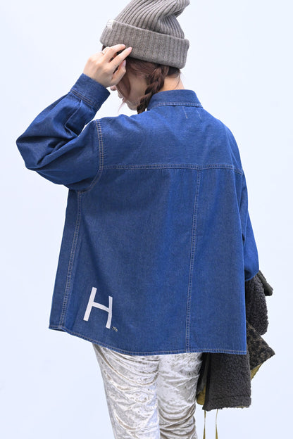 ≪SALE≫ DENIM Shirt with Printed Hem