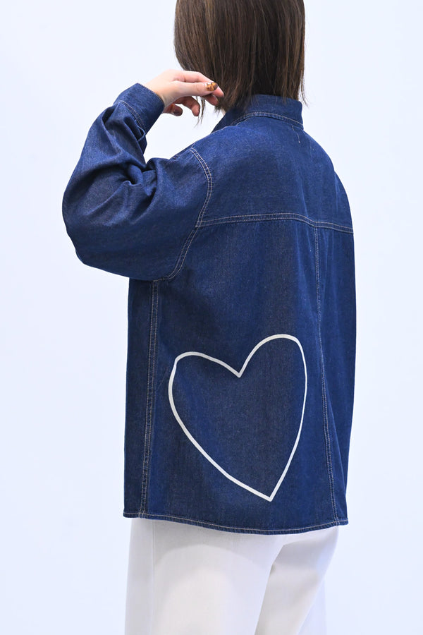 DENIM裾プリント入りシャツ
